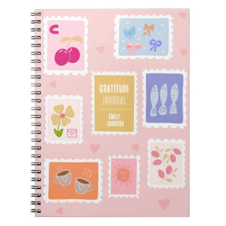 Gratitude journal stamps pink cute coquette modern