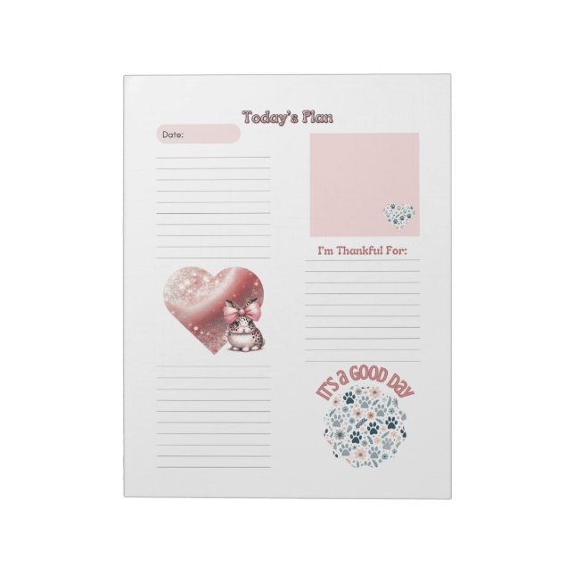 Gratitude Kids Pink Bunny Paw Prints Notepad (Rotated)