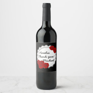 gratitude label , red flowers