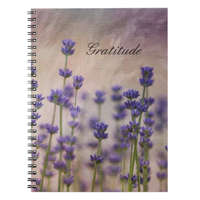Gratitude Lavender Flowers Spiral Notebook (Front)