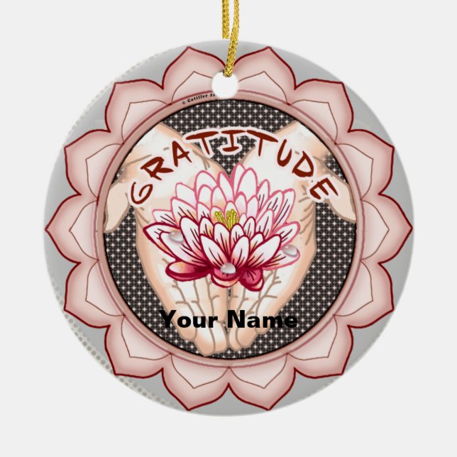 Gratitude Lotus  ornament (Front)