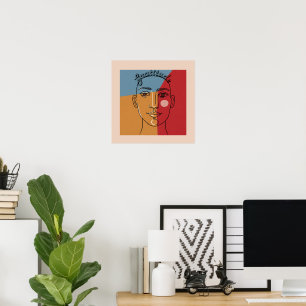 "Gratitude" Minimalist Face Line Art Contemporar Poster