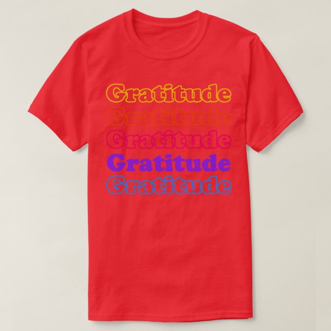 Gratitude Multiple Text Gradient Colours Minimalis T-Shirt (Design Front)