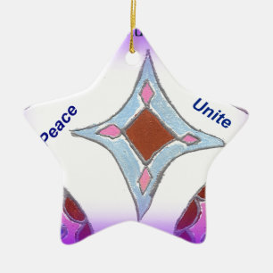 "Gratitude Peace Love Unite" Mandala Art Print Ceramic Tree Decoration