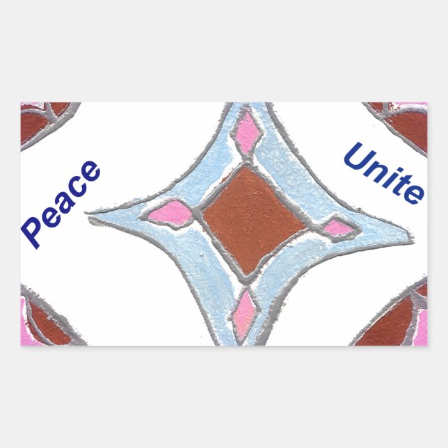 "Gratitude Peace Love Unite" Mandala Art Print Rectangular Sticker (Front)