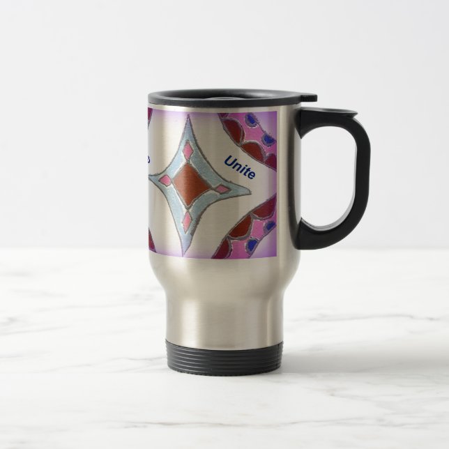 "Gratitude Peace Love Unite" Mandala Art Print Travel Mug (Right)