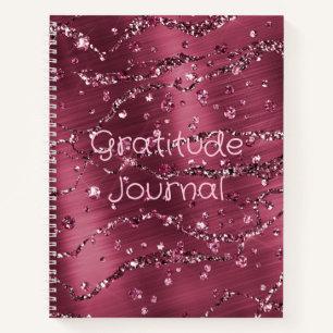 Gratitude Personalised Journal, Burgundy Glitter Notebook