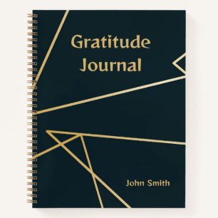 Gratitude Personalised Journal, Grey With Gold   Notebook