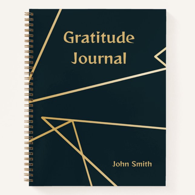Gratitude Personalised Journal, Grey With Gold   Notebook (Front)