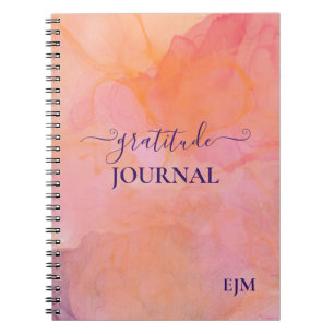 Gratitude Pink Purple Monogrammed Watercolor Notebook