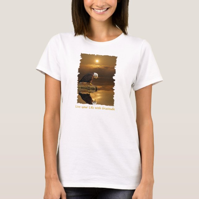 GRATITUDE Praying Bald Eagle Ladies Shirt (Front)