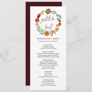 GRATITUDE PUMPKIN WREATH THANKSGIVING DINNER  MENU