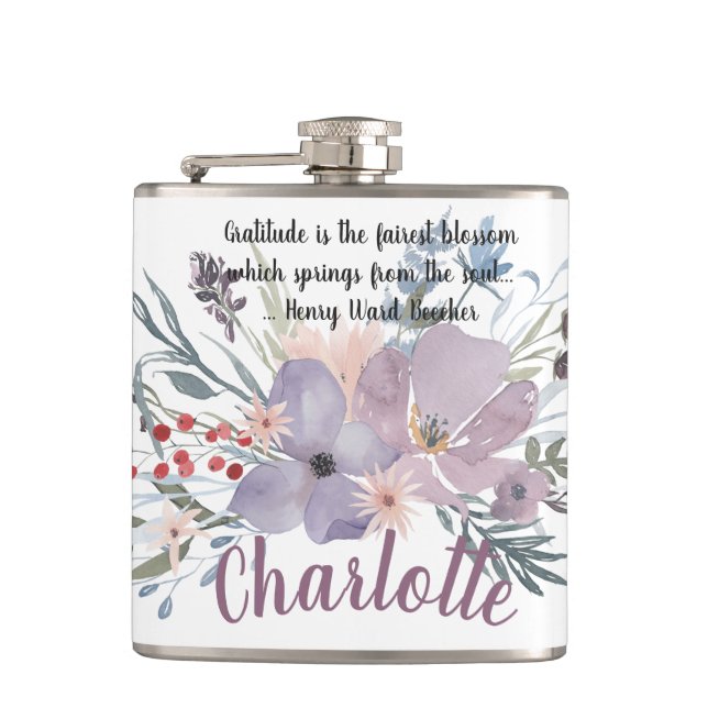 Gratitude Quote Hip Flask (Front)