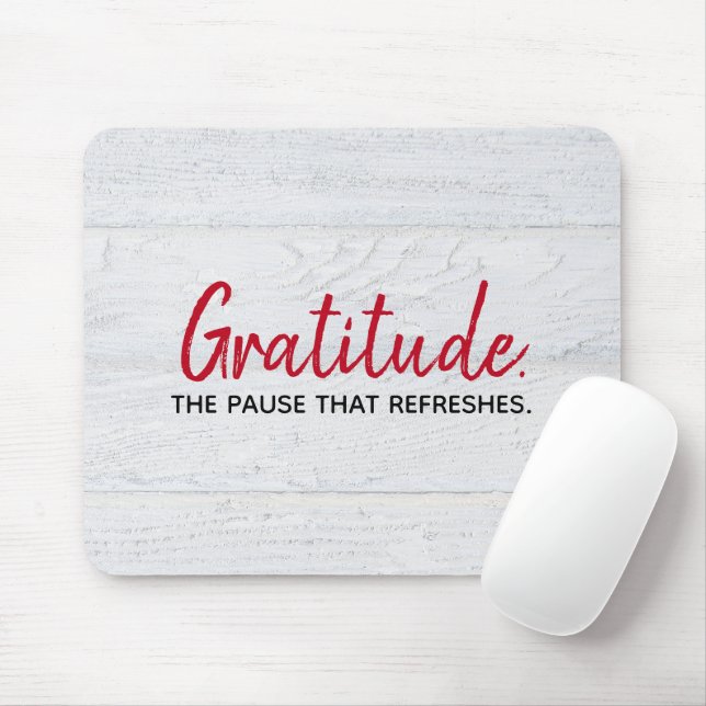 Gratitude Quote On Wood Mouse Pad (With Mouse)