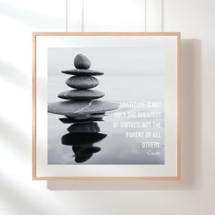Gratitude Quote Stone Balancing Poster