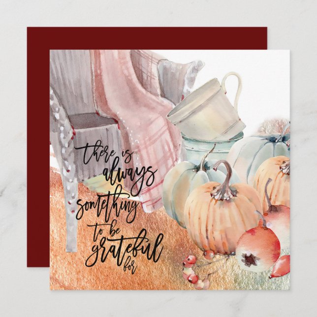 Gratitude Quote Watercolors Happy Thanksgiving Card (Front/Back)