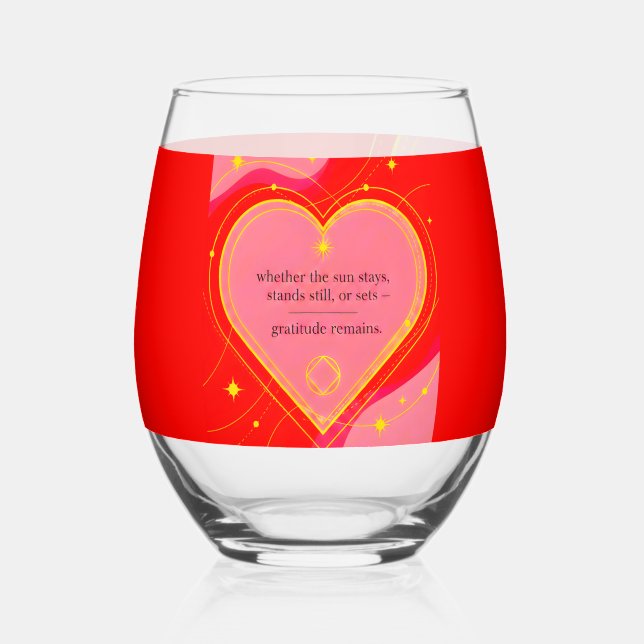 Gratitude Remains™ Love & Intention | Evening Ritu Stemless Wine Glass (Front)