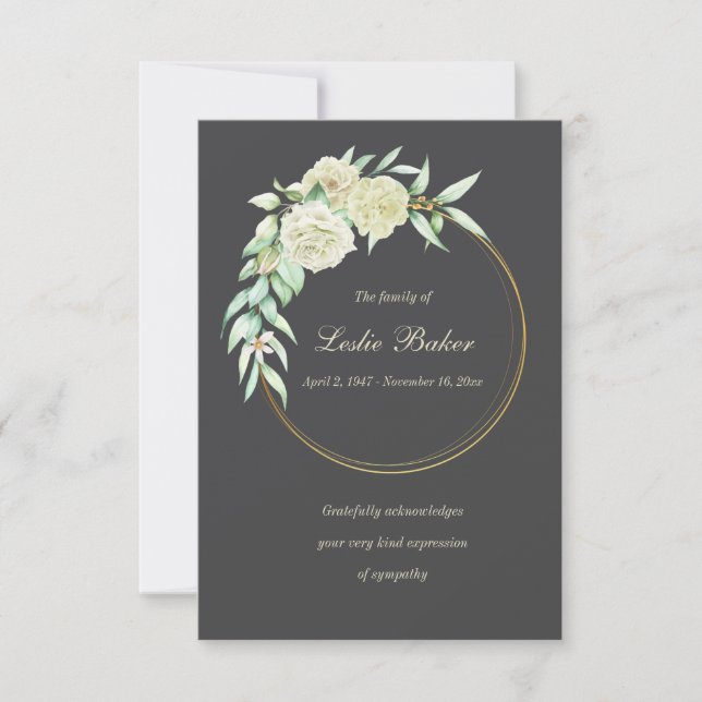 Gratitude Ring Sympathy Thank You Card (Front)