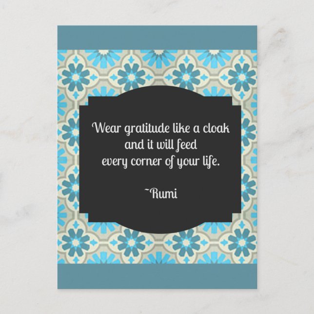 Gratitude Rumi Quote II Postcard (Front)