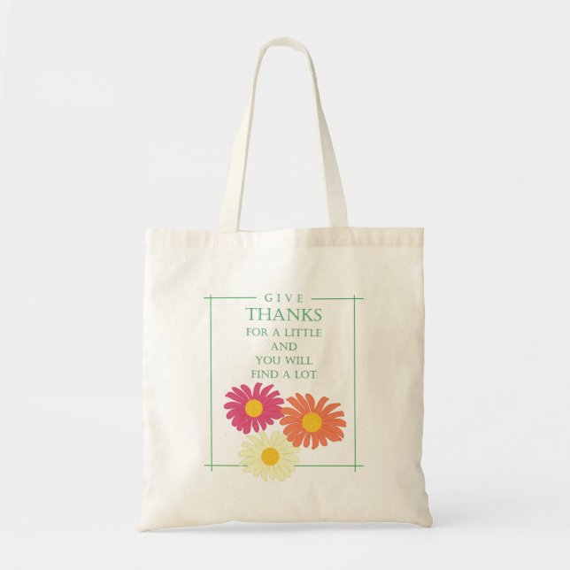 Gratitude Thankful Quote Tote Bag (Front)