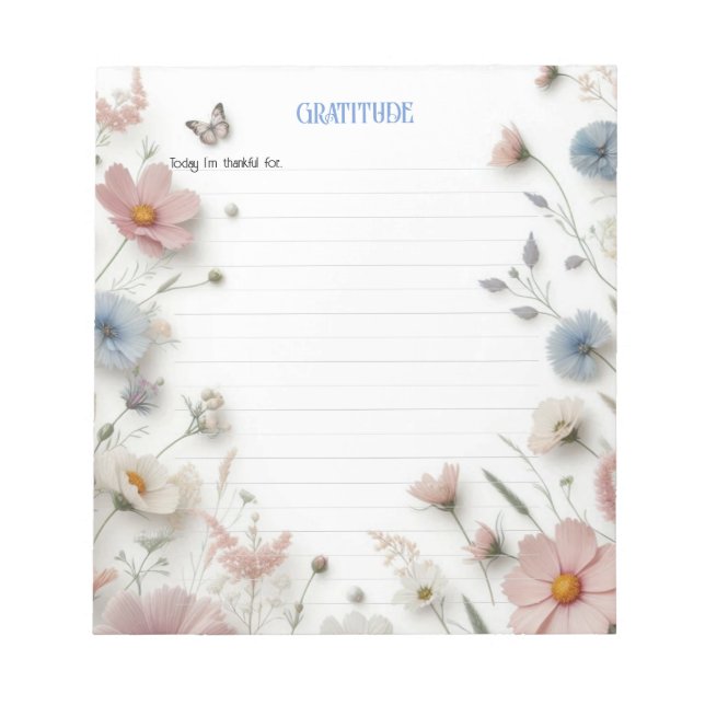 Gratitude Thankfulness Wild Flower Notepad (Front)