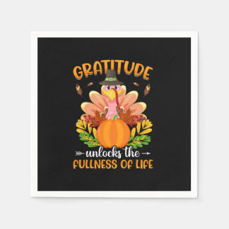 gratitude unlocks the fullness of life napkin