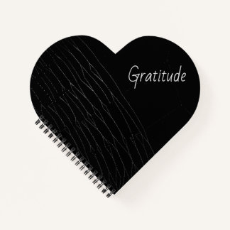 "Gratitude" White Spiderweb Black Background Notebook