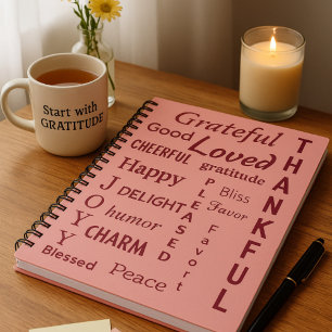 Gratitude Words Inspirational  Spiral Notebook