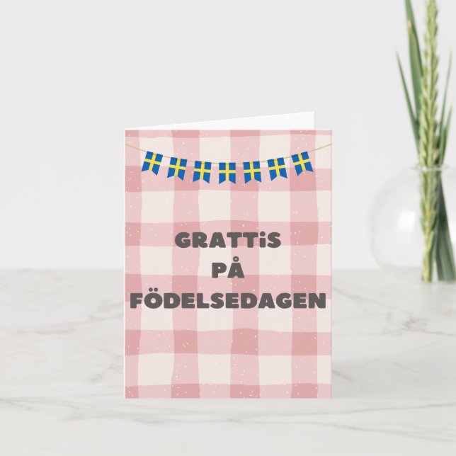 Grattis på födelsedagen, Swedish happy birthday  Card (Front)