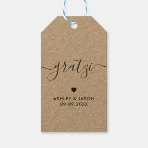 Gratzi Gift Tag, Wedding Thank You Tags, Kraft  Tags