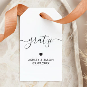 Gratzi Gift Tag, Wedding Thank You Tags, Kraft Tags