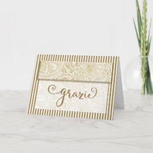 Gratzi Italian Thank You Gold Vintage Stripe Blank