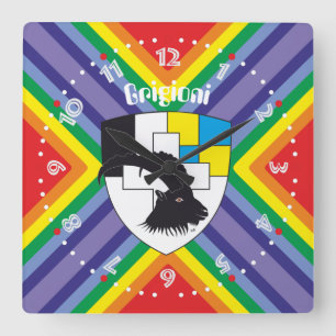 Graubünden Grischun Grigioni Schweiz Svizra Uhr Square Wall Clock
