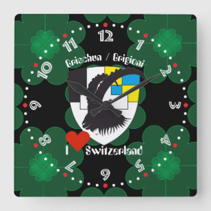 Graubünden Grischun Grigioni Switzerland Svizra Square Wall Clock