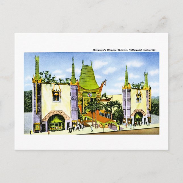 Grauman's Chinese Theatre , Hollywood Postcard (Front)