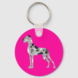 Grautiger Doggensilhouette Key Ring
