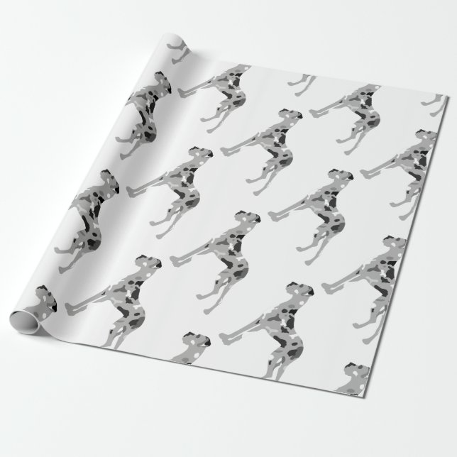 Grautiger Doggensilhouette Wrapping Paper (Unrolled)