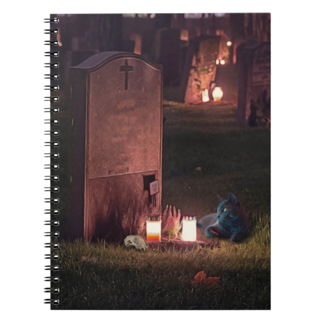 Grave Cat | A Gothic Cemetery | Spiral Notebook (Front)