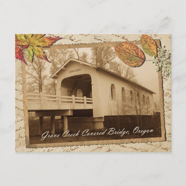 Grave Creek Covered Bridge, Sunny Valley, OR Postcard (Front)