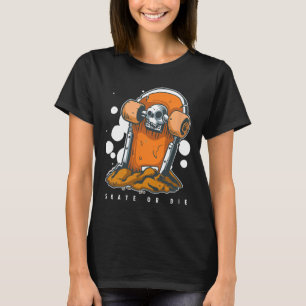 Grave Tomb Skull Dead Skater Skate Die Skateboard  T-Shirt