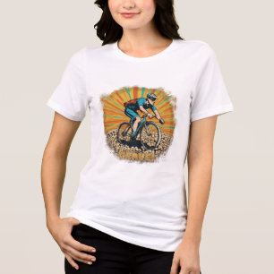 Gravel Bike Rider with Sun Rays Tri-Blend Shirt