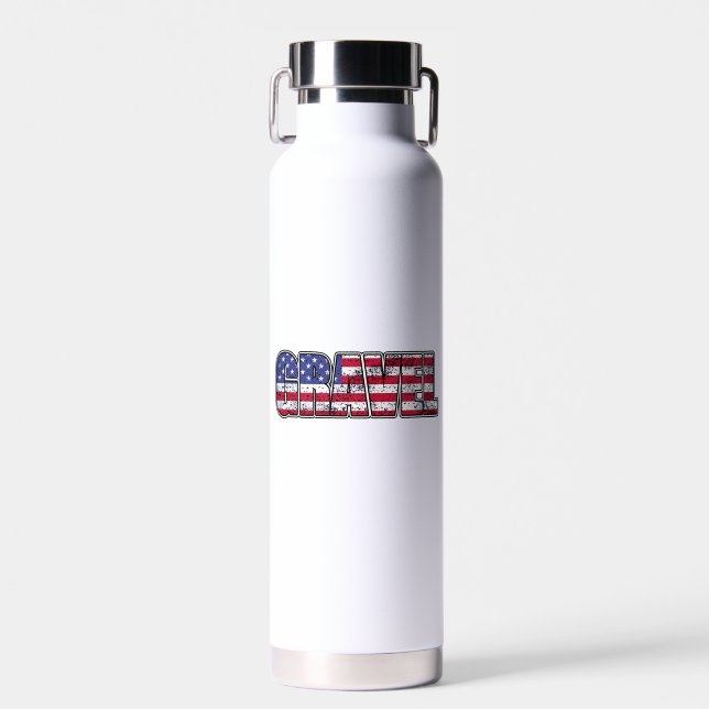 Gravel Cycling American Flag Water Bottle (Front)