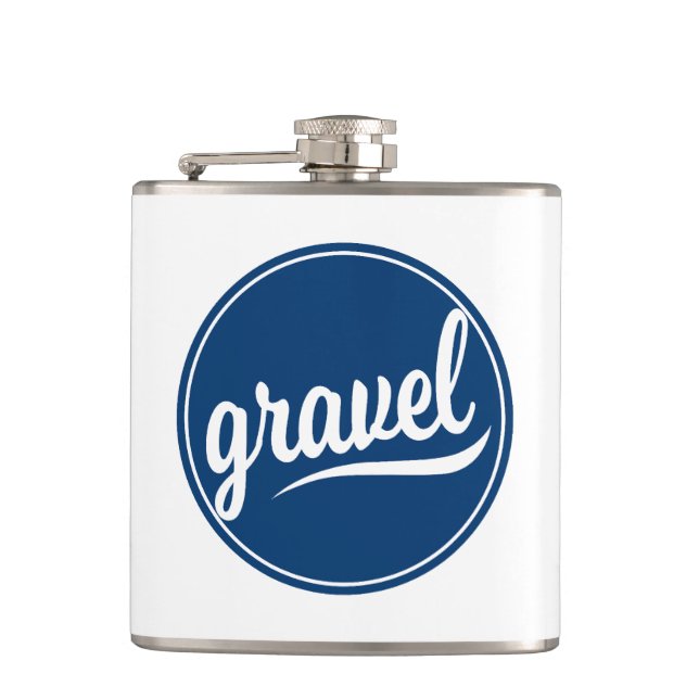 Gravel Cycling Blue Logo Hip Flask (Front)