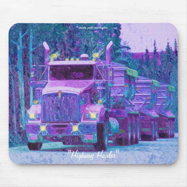 Gravel Hauling Truck Highway Driving Art Mousepad (Front)