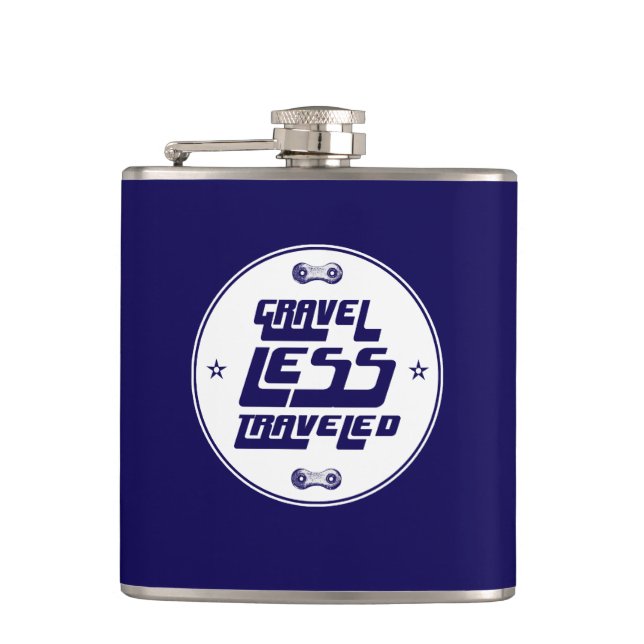 Gravel Less Travelled Hip Flask (Front)