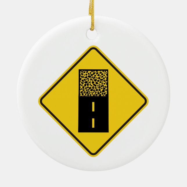 Gravel Road Sign Ceramic Tree Decoration (Back)