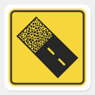 Gravel Road Sign Square Sticker