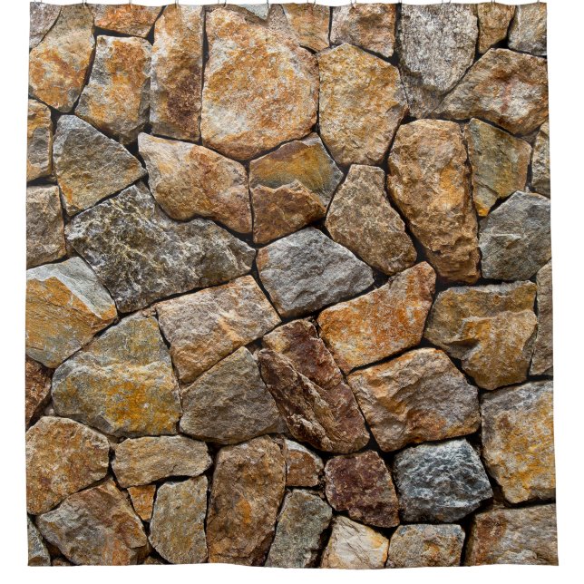 Gravel small stone wall  shower curtain (Front)