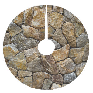 Gravel Stone Wall: Decorative Design Brushed Polyester Tree Skirt