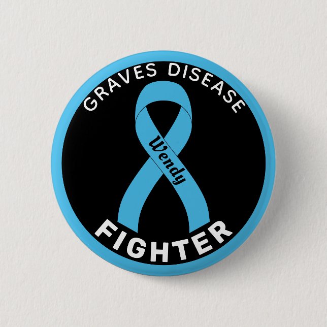 Graves Disease Fighter Ribbon Black Button (Front)